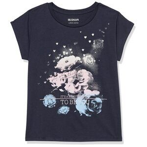 Hudson Kids Girls Rose Tee Blue MD Big Kid
